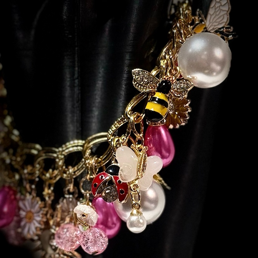 Gold and Pink Charm Bracelet - Picture 4 of 6